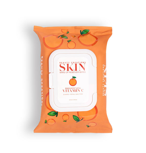 Orange printed pack of Beauty Creations Skin Makeup Remover Wipes in Brightening Vitamin C option