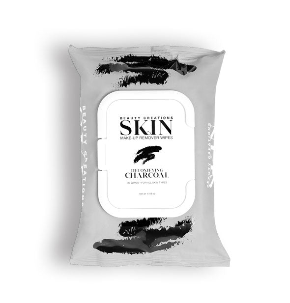 Gray and black pack of Beauty Creations Skin Makeup Remover Wipes in Detoxifying Charcoal option