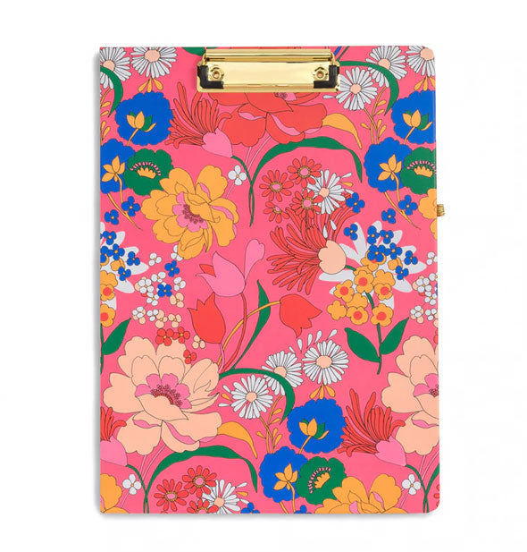 Pink floral clipboard with gold hardware