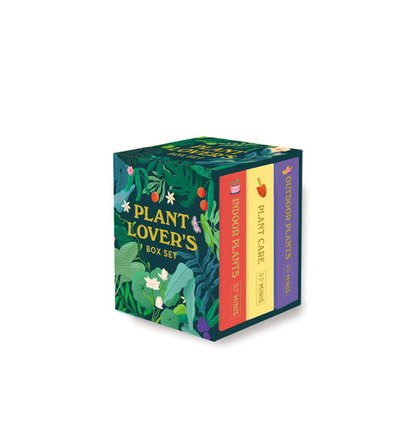 Colorfully illustrated Plant Lover's Box Set of three mini books: Indoor Plants, Outdoor Plants, and Plant Care