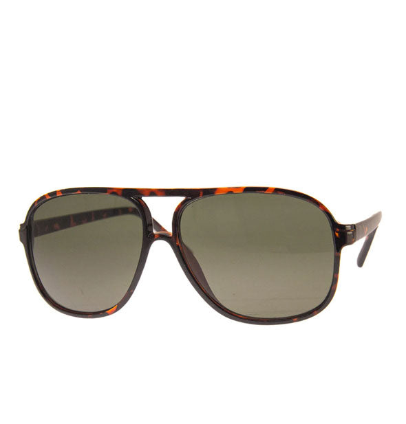 Brown tortoise aviator sunglasses with gray lenses