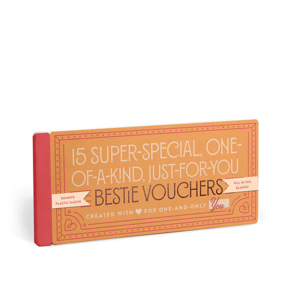 Rectangular orange booklet says, "15 Super-Special, One-of-a-Kind, Just-for-You Bestie Vouchers"