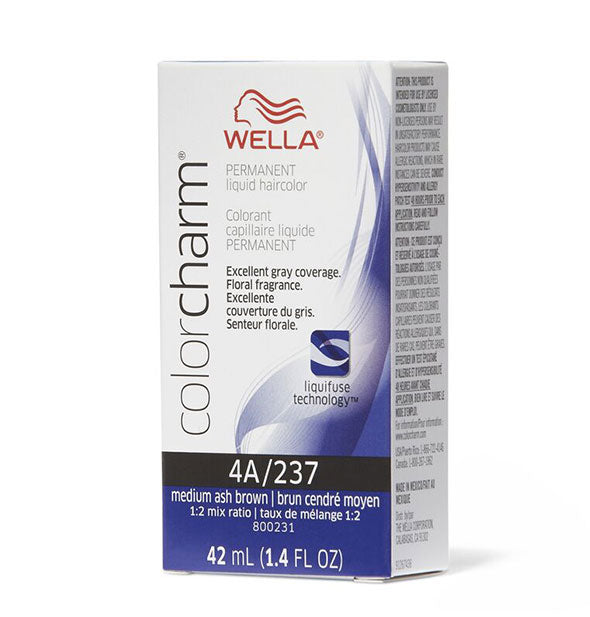Box of Wella ColorCharm Permanent Liquid Hair Color in shade 4A/237 Medium Ash Brown