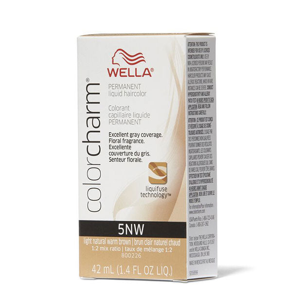 Box of Wella ColorCharm Permanent Liquid Hair Color in shade 5NW Light Natural Warm Brown