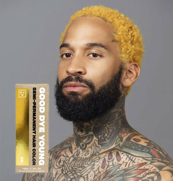 Model with yellow gold hair color by Good Dye Young in the shade KO