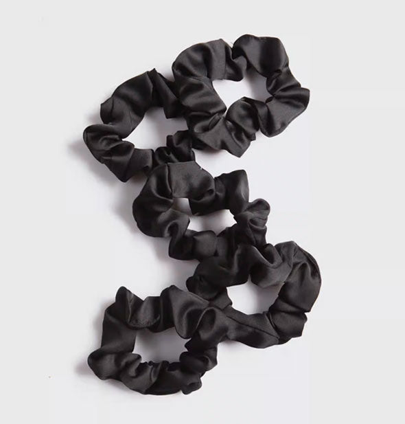 Five black satin hair scrunchies