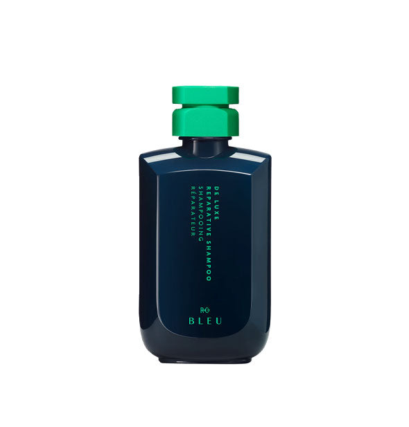 Two-tone green bottle of R+Co Bleu De Luxe Reparative Shampoo