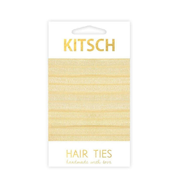 Five blonde-colored fabric hair ties on Kitsch product card