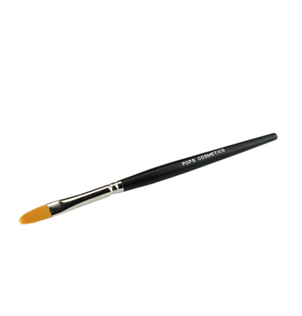 Fine-tipped Pops Cosmetics makeup brush with nickel ferrule and black handle
