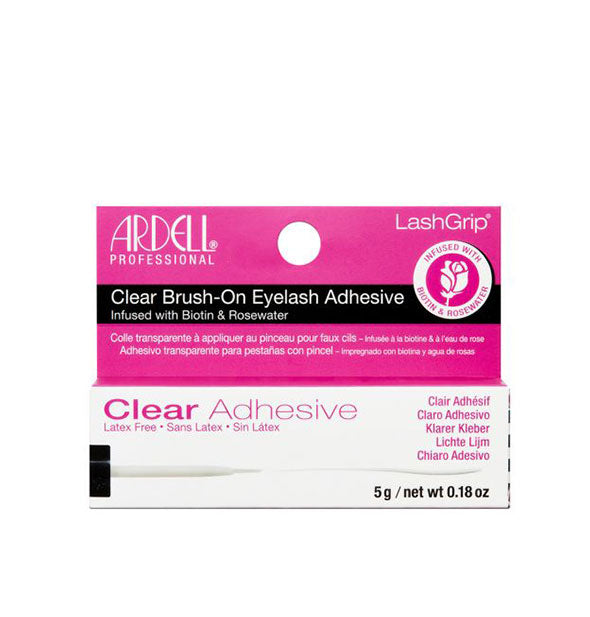 Clear Brush On LashGrip Adhesive infused with Biotin & Rosewater Latex Free 