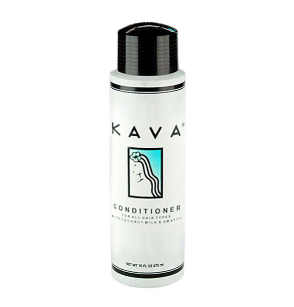 16 ounce bottle of Kava Conditioner with black and blue design details