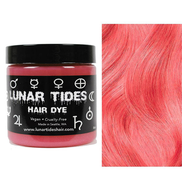 Lunar Tides Hair Dye pot shown in vibrant rose shade Coral Pink