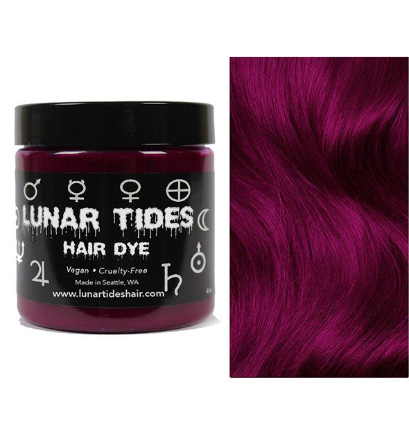 Lunar Tides Hair Dye pot shown in dark pink-purple shade Fuchsia Pink