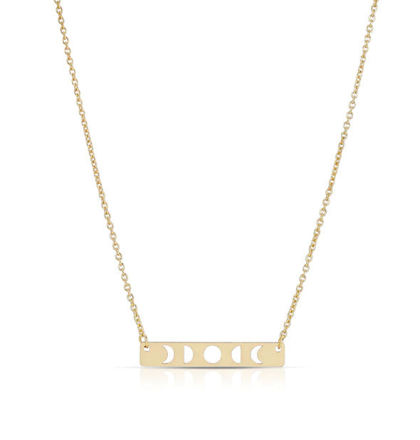 Gold cutout moon phases bar necklace