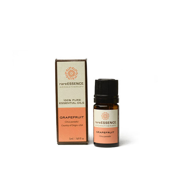5 milliliter bottle of Grapefruit 100% Pure Essential Oil Blend by Rare Essence Aromatherapy with box