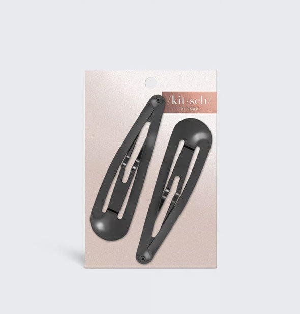 Pack of two hematite-toned XL snap clips on pink Kitsch product card