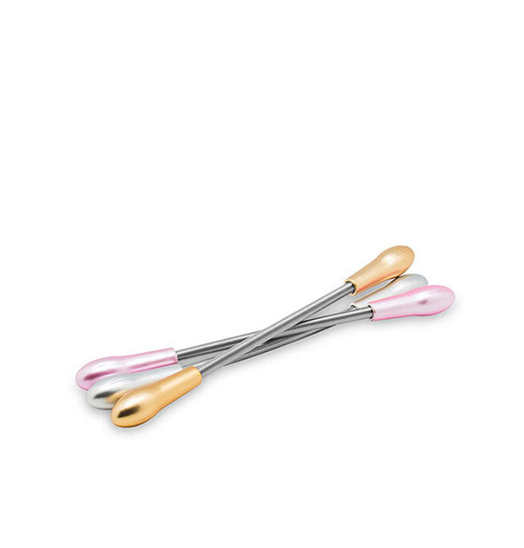 Grouping of three coil tweezers with metallic tips