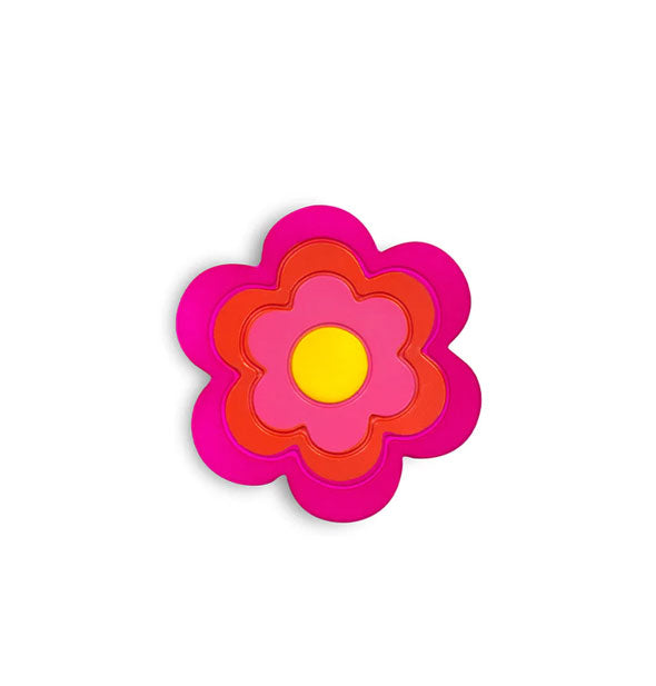 Flower-shaped pink, red, and yellow foam stress toy
