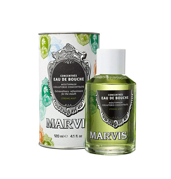 4.1 ounce bottle of Marvis mouthwash with decorative box