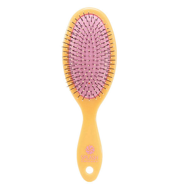 Orange Cricket Splash detangling hairbrush with pink cushion