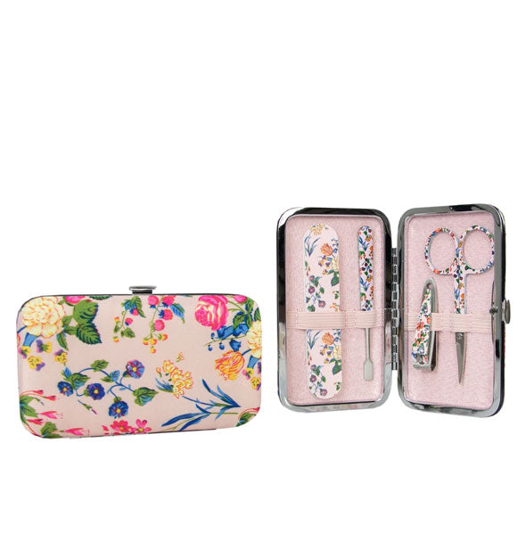 Floral print manicure tool case