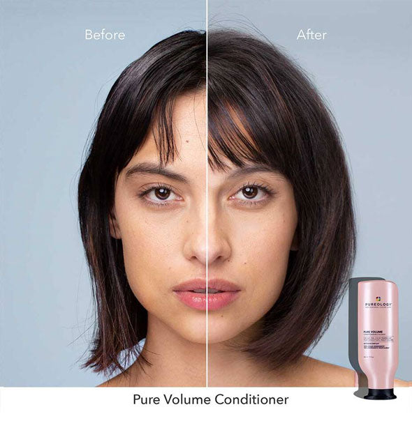 Before and after results of using Pureology Pure Volume Conditioner