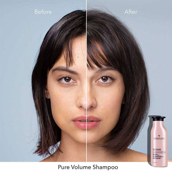 Before and after results of using Pureology Pure Volume Shampoo