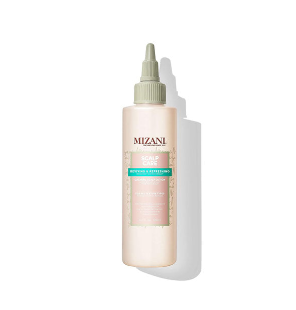 Bottle of Mizani Scalp Care Calming Scalp Lotion with pointed nozzle