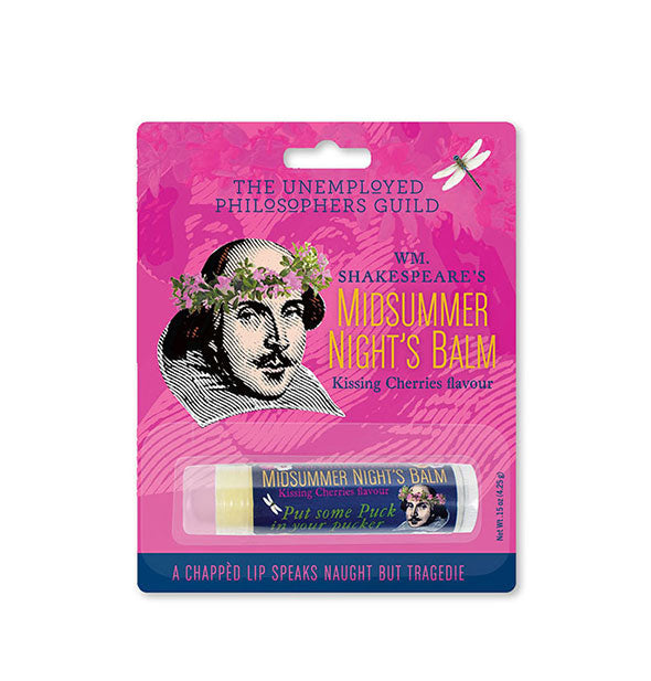 Tube of William Shakespeare's Midsummer Night's Balm by The Unemployed Philosophers Guild on pink blister card