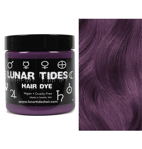 Lunar Tides Hair Dye pot shown in aubergine shade Smoky Mauve