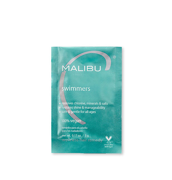 Aqua packet of Malibu haircare additive for Swimmers