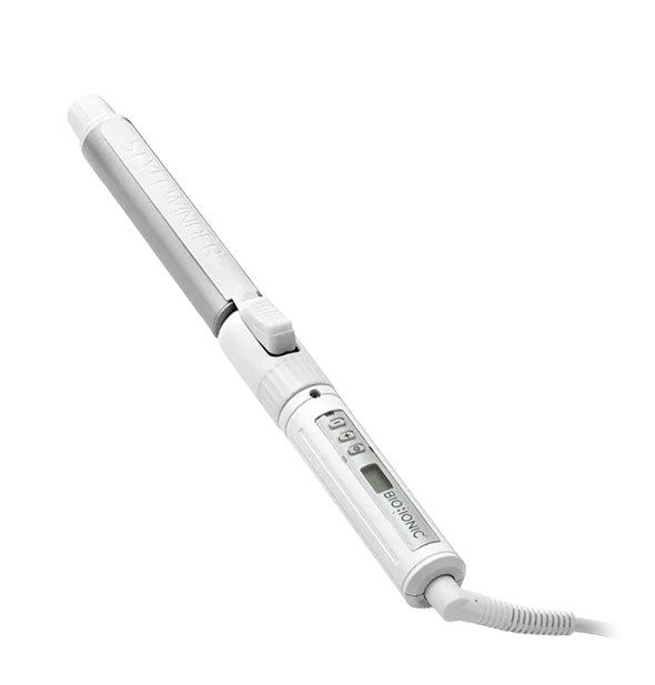 White Bio Ionic Stylewinder curling iron with 1-inch barrel