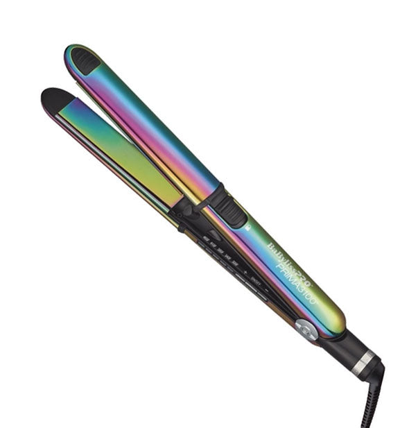 Rainboe iridescent BaBylissPRO Prima3000 flat iron with black details and cord