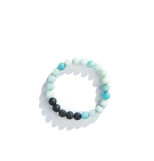 Aqua blue and black round bead bracelet