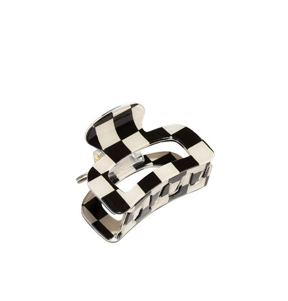 Claw clip with black and white checker print