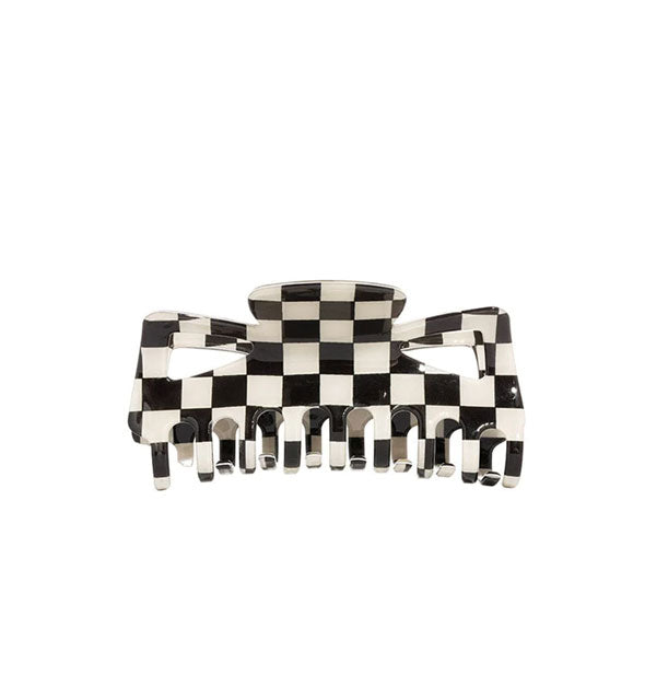 Claw clip with black and white checker pattern