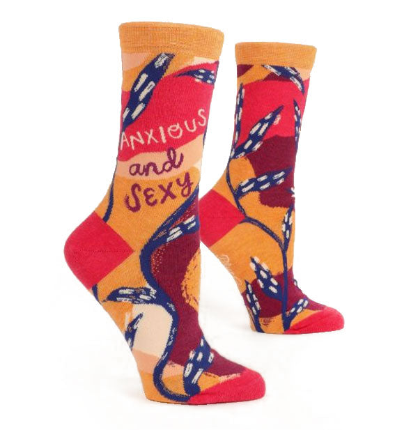 Colorful "Anxious and Sexy" crew socks