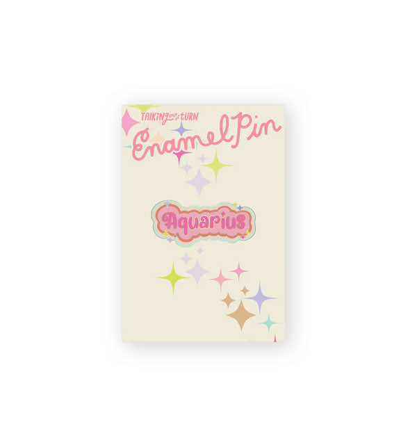 Colorful Aquarius enamel pin on Talking Out of Turn product card