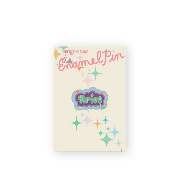 Colorful Aries enamel pin on Talking Out of Turn product card