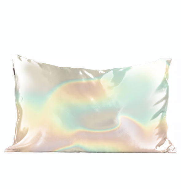 Satin pillowcase with multicolored pastel ombre swirl effect