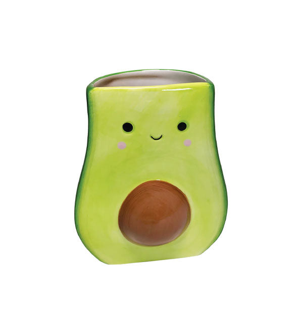 Green smiling avocado planter vase