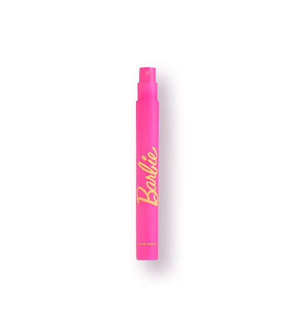 Slender pink tube of Barbie perfume