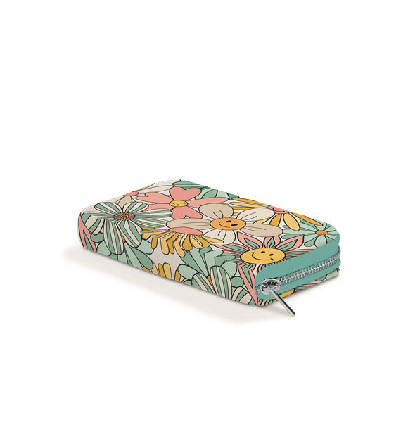 Bottom three-quarter view of Beamin' Blooms manicure set pouch