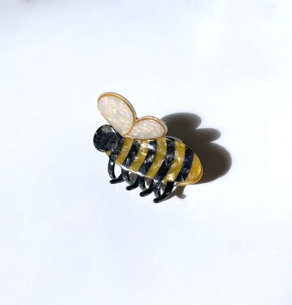 Yellow and black quartz-effect bee  claw clip with gold wing edging