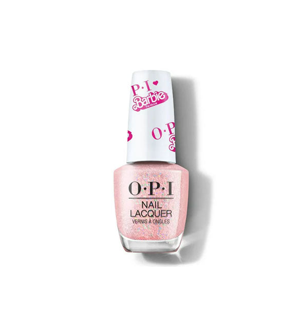 Bottle of sparkly light pink Barbie edition OPI Nail Lacquer