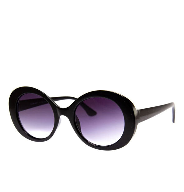 Round thick-rimmed black sunglasses