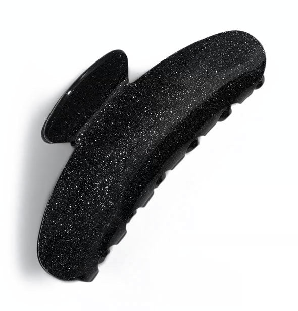 Black hair claw clip with a glittery finish