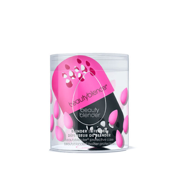 Pink and black Beautyblender Blender Defender in clear packaging