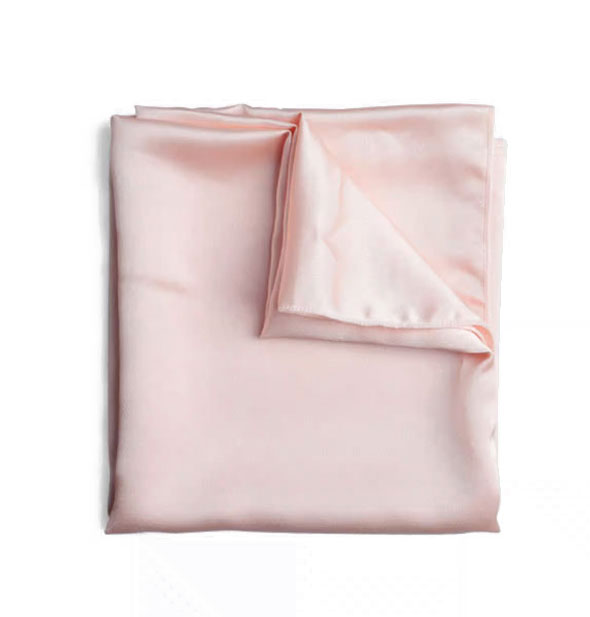 Folded pink satin headscarf