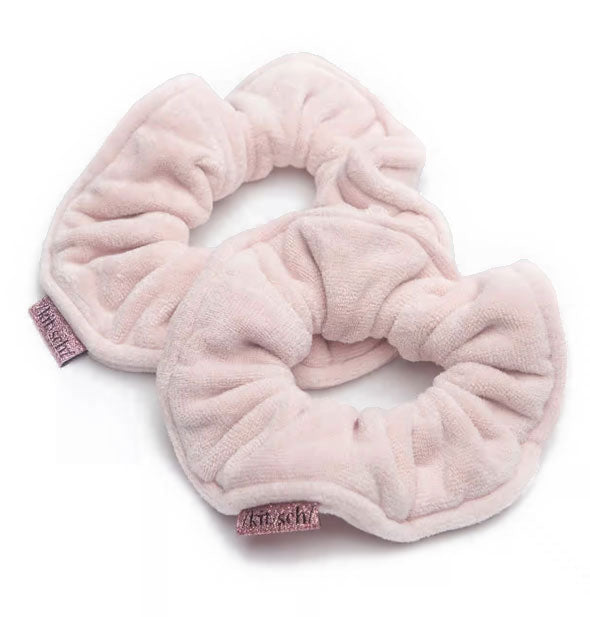 Two pink Kitsch microfiber hair scrunchies